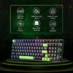 Redragon K740 DHARMA Wired Mechanical Keyboard with Linear Dragon Chant Switch (Black & Green) - Image 9