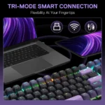 Redragon DHARMA K740 PRO Tri-Mode Mechanical Keyboard with Mambo Switches (Black & Purple) - Image 6