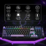 Redragon DHARMA K740 PRO Tri-Mode Mechanical Keyboard with Mambo Switches (Black & Purple) - Image 5