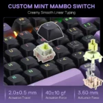 Redragon DHARMA K740 PRO Tri-Mode Mechanical Keyboard with Mambo Switches (Black & Purple) - Image 2