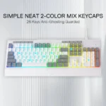 Redragon K525WG SHIVA LITE Membrane Gaming Keyboard with Detachable Wrist Rest (White & Grey) - Image 5