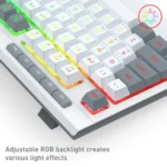 Redragon K525WG SHIVA LITE Membrane Gaming Keyboard with Detachable Wrist Rest (White & Grey) - Image 3