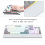 Redragon K525WG SHIVA LITE Membrane Gaming Keyboard with Detachable Wrist Rest (White & Grey) - Image 7