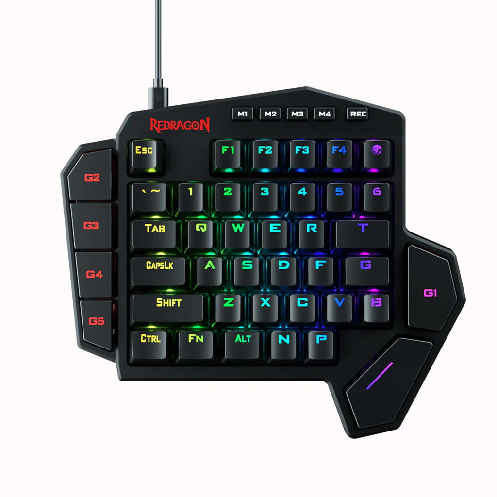 Redragon-K585-DITI-RGB-One-Handed-Mechanical-Gaming-Keyboard-Front-1 Redragon K585 One-Handed RGB Keypad With Blue Switches - Image 1