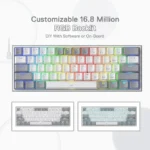 Redragon FIZZ K617 60% RGB Mechanical Keyboard with Red Switches (White & Gray) - Image 4