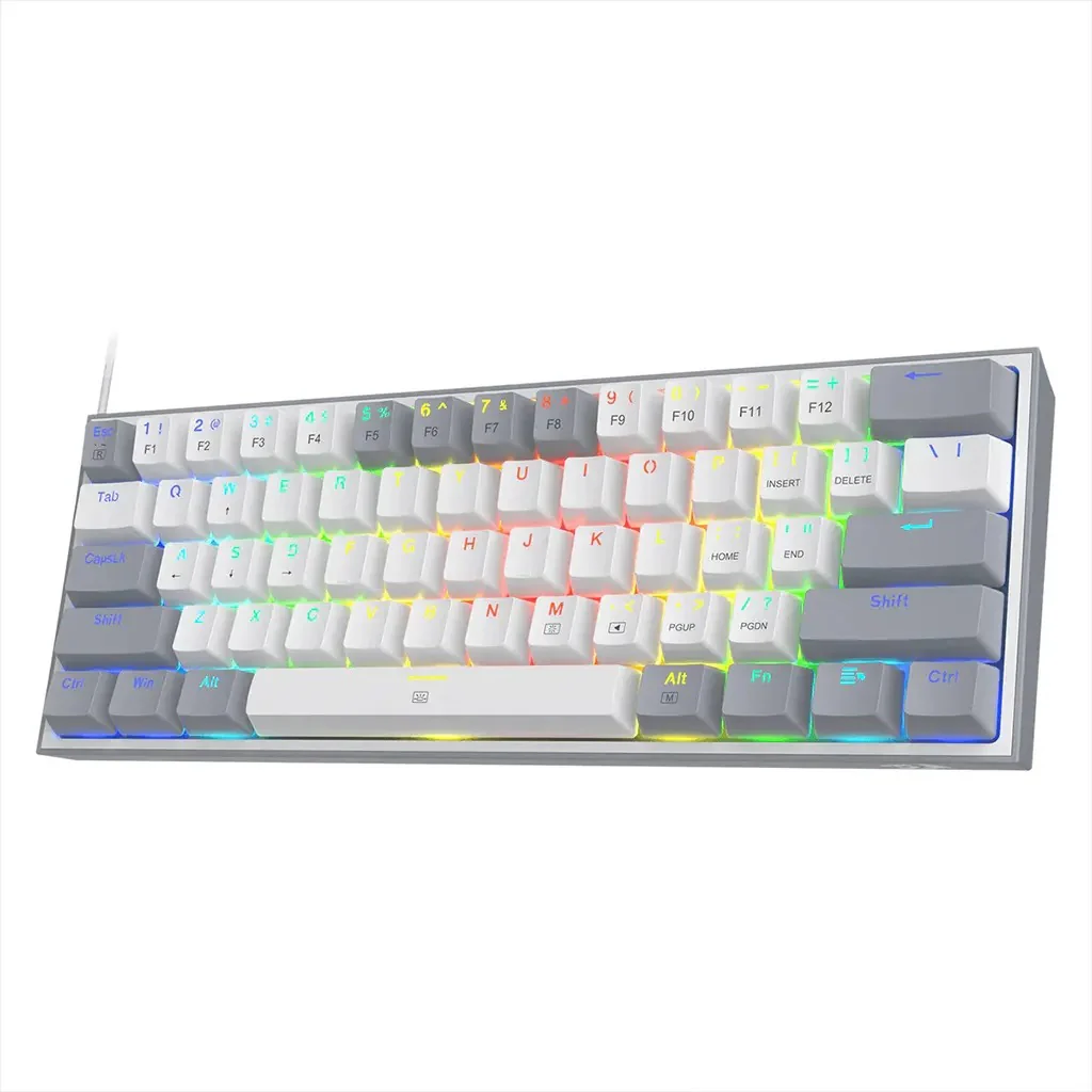 Redragon-K617-FIZZ-WG-RGB-Wired-Gaming-Keyboard-Right-Side-View_2048x2048 Redragon FIZZ K617 60% RGB Mechanical Keyboard with Red Switches (White & Gray) - Image 1