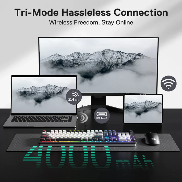 Redragon Terraflare K762 Pro Wireless Mechanical Keyboard with LED Screen - Image 2