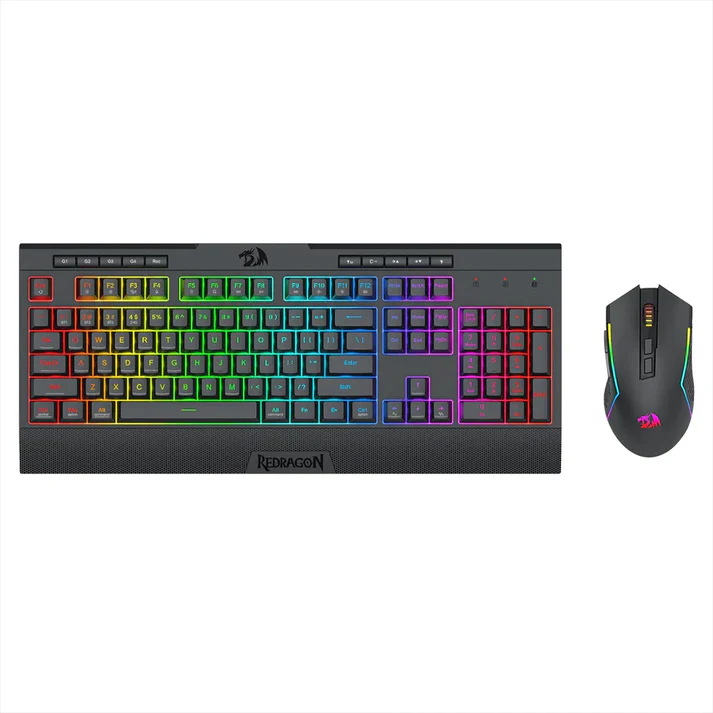 Redragon-S151-PRO-Wireless-2-in-1-Combo-Front Redragon S151 PRO RGB Full Size Membrane Keyboard & Mouse Wireless Combo - Image 1